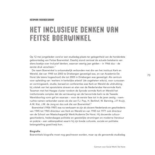 DE ACTUALITEIT VAN INCLUSIEF DENKEN - Hogeschool Utrecht