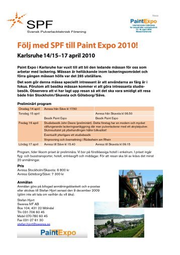 Följ med SPF till Paint Expo 2010!