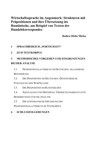 Wirtschaftssprache im Augenmerk: Strukturen mit ... - ULBS