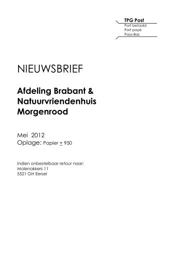 Nieuwsbrief mei 2012 - NIVON Noord-Brabant / MORGENROOD