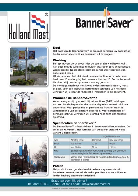 Bannersaver Productblad - Holland Mast