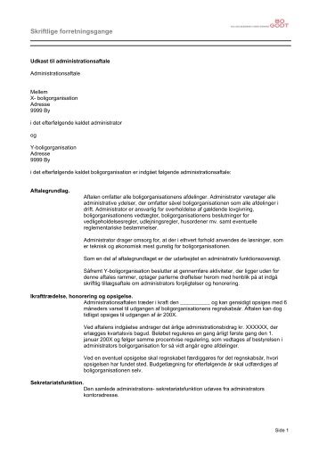 Udkast til administrationsaftale - Boligselskabernes Landsforening