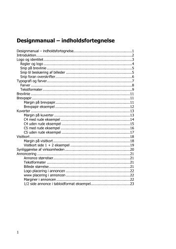 Designmanual – indholdsfortegnelse - Bo Michelsen
