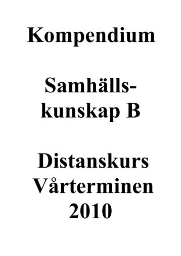 Kompendie sh b vt 10 - Historia och Samhällskunskap