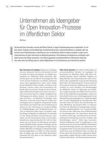 Unternehmen als Ideengeber für Open Innovation ... - amtstafel 2.0