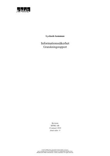 2007 Rapport sv 0903 - Lycksele kommun