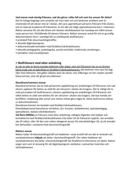 Riktlinjer för närvarokontroll - Arvidsjaur