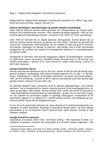Bilag 2 – Tidligere dansk deltagelse i internationale operationer