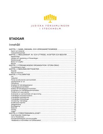 Stadgar - Judiska Församlingen i Stockholm