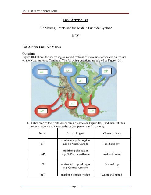 Air Masses Map United States