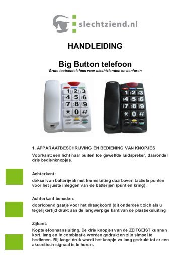 HANDLEIDING Big Button telefoon - Slechtziend.nl