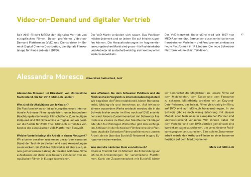 MEDIA in der Schweiz 2006-2012 - MEDIA Desk Suisse