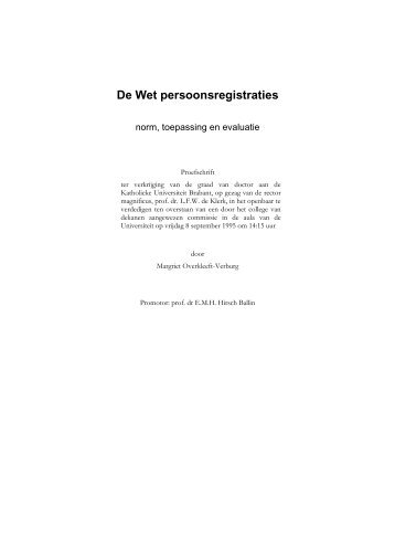 De Wet persoonsregistraties - Prof.mr. G. Overkleeft-Verburg