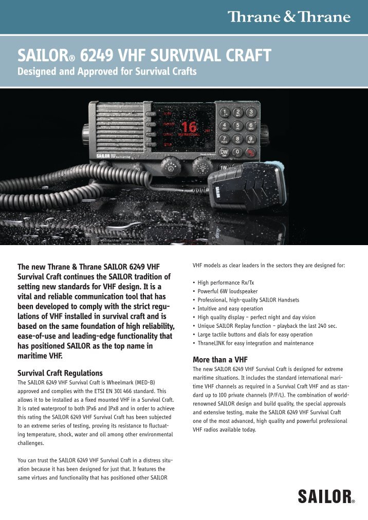 SAILOR COMPACT VHF RT2048 VHF Simplex/ Semiduplex