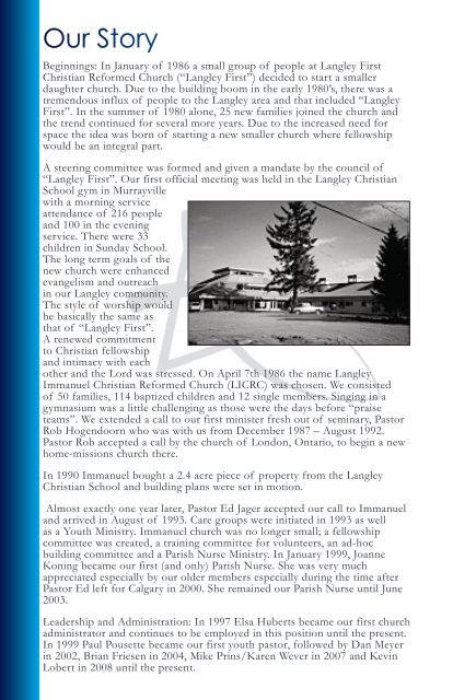 Brochure 1 - Langley Immanuel Christian Reformed Church