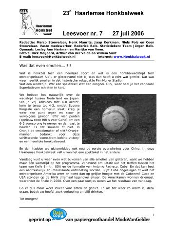23 Haarlemse Honkbalweek Leesvoer nr. 7 27 juli 2006