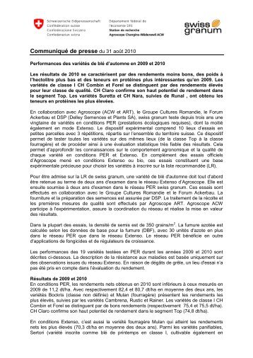 Communiqué de presse en format pdf - m (www.swissgranum.ch