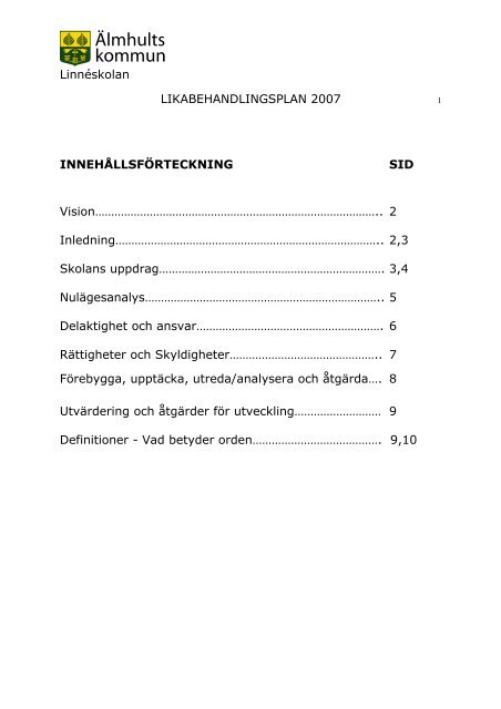 Linnéskolan LIKABEHANDLINGSPLAN 2007 ...