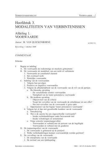 Hoofdstuk 3. MODALITEITEN VAN VERBINTENISSEN