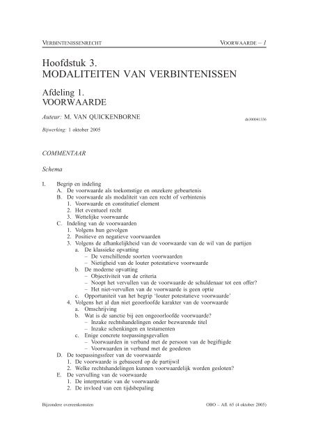 Hoofdstuk 3. MODALITEITEN VAN VERBINTENISSEN