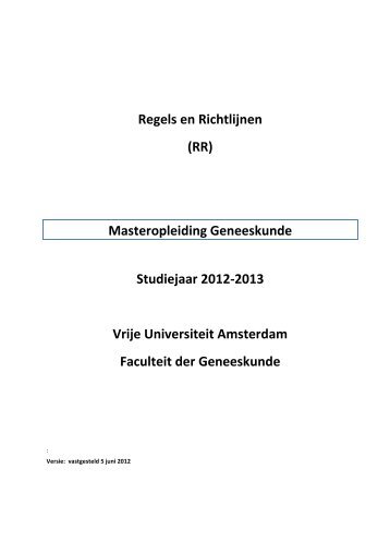 Regels en richtlijnen Master 2012-2013 - Vrije Universiteit Amsterdam