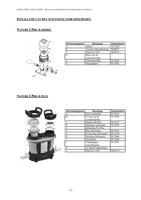 technische handleiding Zodiac "De Watergids" - JDS Pools