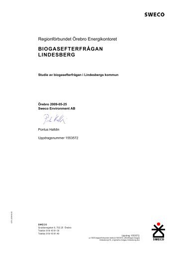Biogas Lindesberg gjord av SWECO - Regionförbundet Örebro