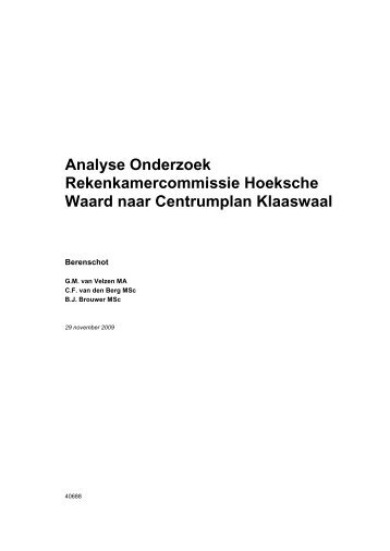 Analyse Onderzoek Rekenkamercommissie Hoeksche Waard naar ...