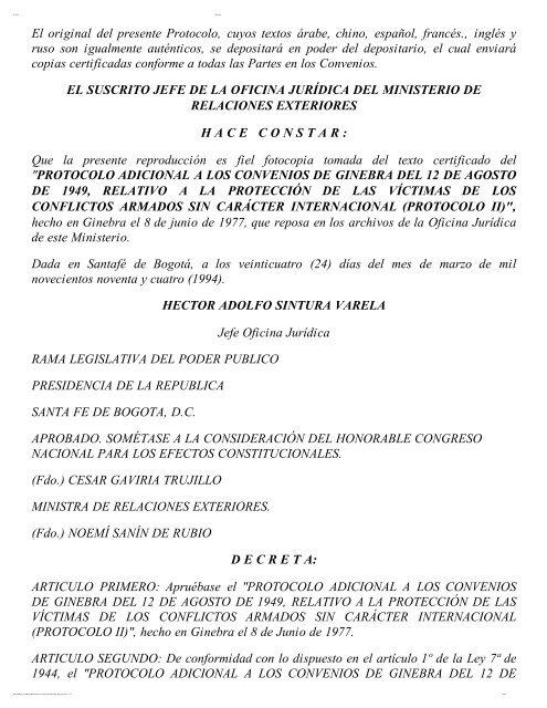 Sentencia C-225 -95 Exequibilidad de Protocolo II - Fiscalía General ...