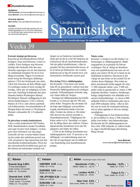Sparutsikter Vecka 39 Lansforsakringar