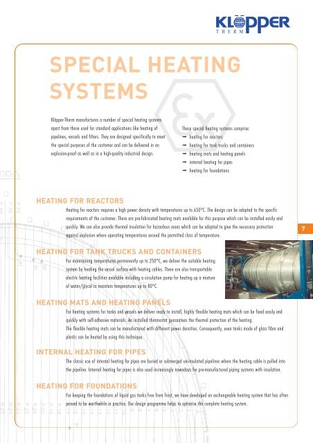 Surface heating Elektrische Tracing Heat tracing - KLÖPPER ...