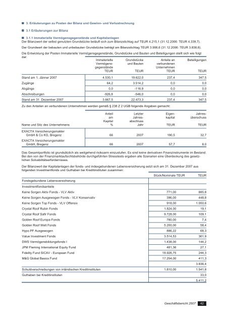 Geschäftsbericht 2007 Vorarlberger Landes-Versicherung