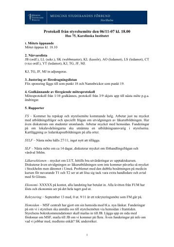 Protokoll från styrelsemöte den 22/3-06 - MSF Stockholm