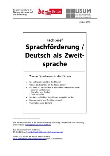 Fachbrief Sprachförderung/Deutsch als Zweitsprache - RAA-Berlin