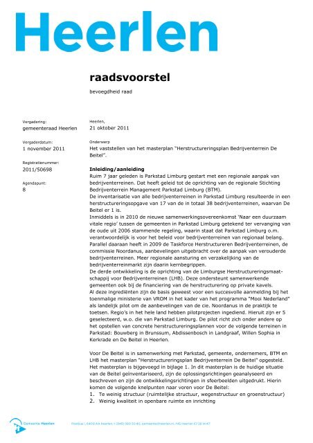 raadsvoorstel - Gemeente Heerlen