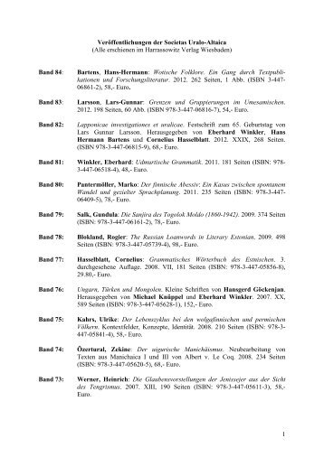 Aufzählung der einzelnen Titel (PDF) - Societas Uralo-Altaica