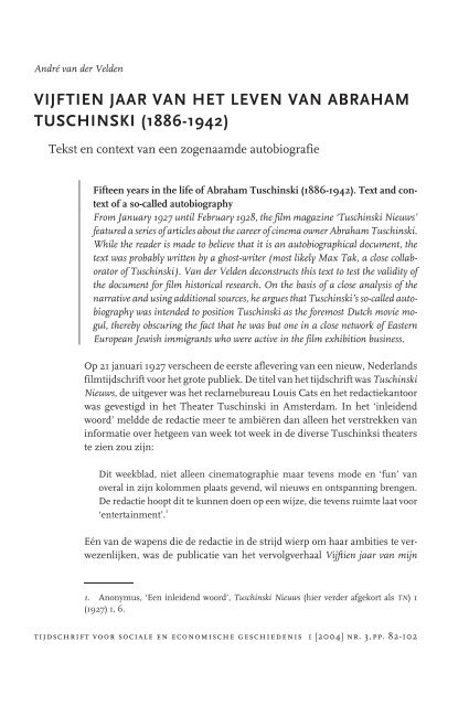 Betere vijftien jaar van het leven van abraham tuschinski - Tijdschrift GX-45