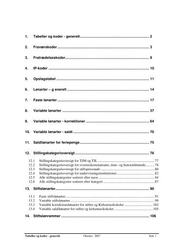 Tabeller og koder - Folkekirkens Personale