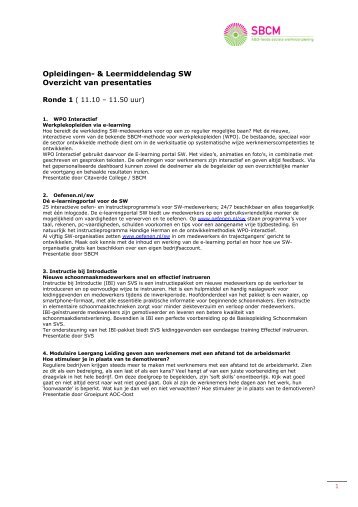 Opleidingen- & Leermiddelendag SW Overzicht van ... - SBCM