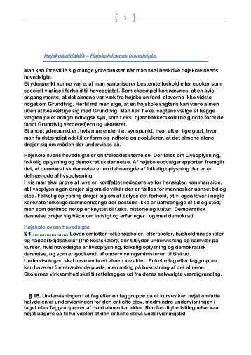 Højskoledidaktik – Højskolelovens hovedsigte. Man kan ... - FFD.dk