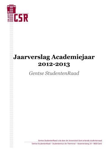 Jaarverslag 2012-2013 - Gentse StudentenRaad - Universiteit Gent