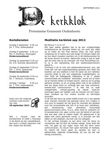 Protestantse Gemeente Oudenhoorn - Kerkklok.info
