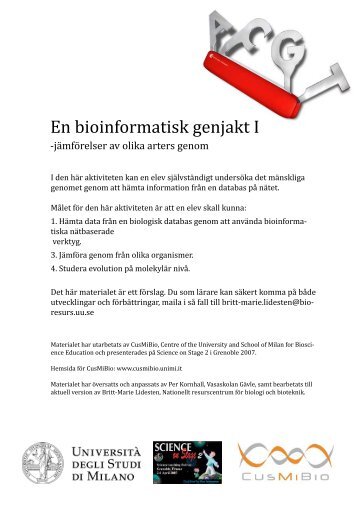 En bioinformatisk genjakt I - Nationellt resurscentrum för biologi och ...