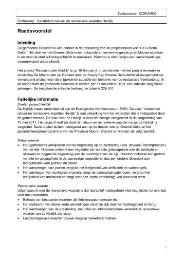 Raadsvoorstel - Gemeente Heusden