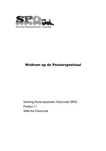 "Welkom op de Peuterspeelzaal" boekje hier - Peuterspeelzalen ...
