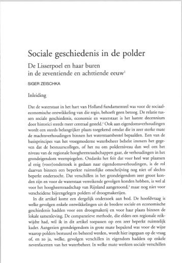 Sociale geschiedenis in de polder - Historische vereniging Oud ...