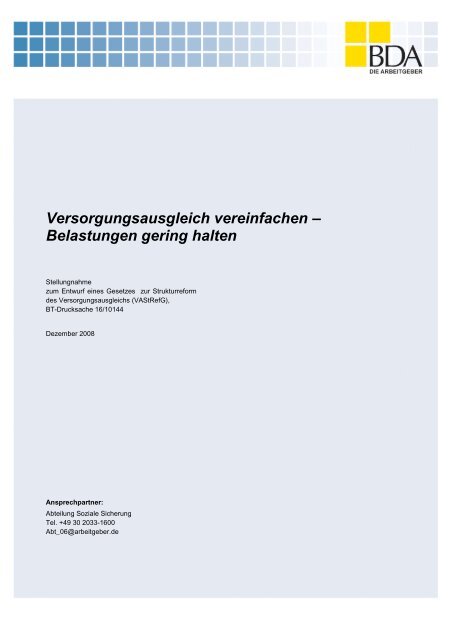 Versorgungsausgleich vereinfachen – Belastungen gering halten