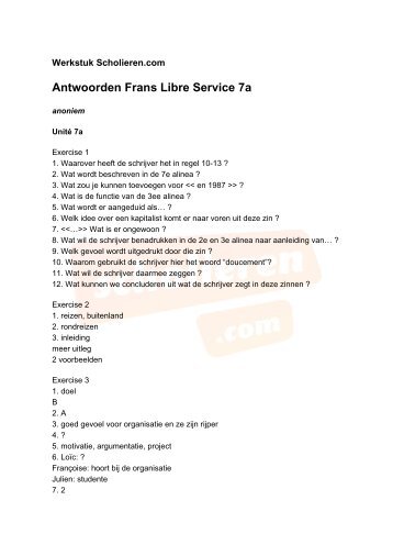 Antwoorden Frans Libre Service 7a - Host56.com