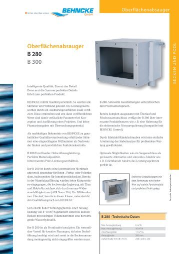 Oberflächenabsauger B 280 B 300 - Behncke Gmbh