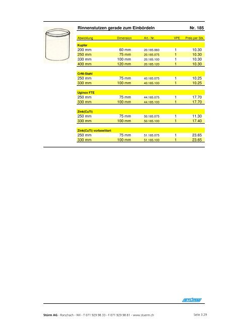 Spenglerpreisliste 03 2006